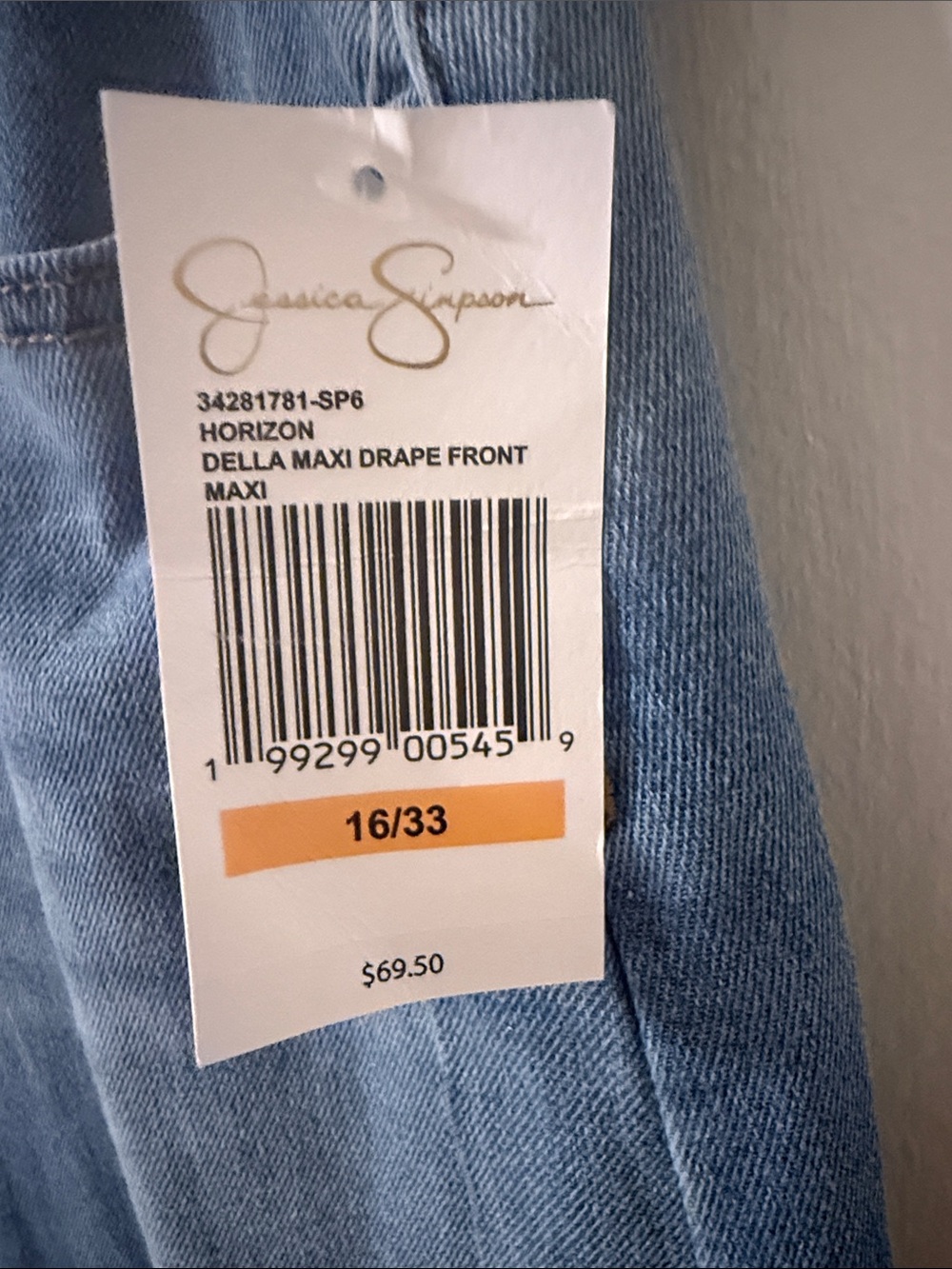 Jessica Simpson Light Blue Straight-Leg Jeans waist37 inch Length 41 - Picture 3 of 3